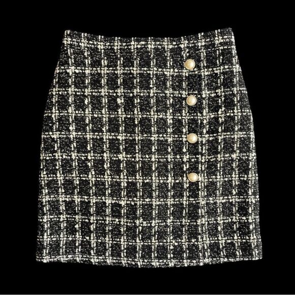 Dresses & Skirts - Chic Black and White Tweed Skirt Academia Old Money